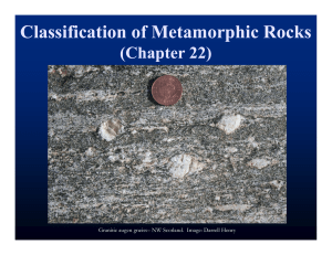 Classification of Metamorphic Rocks