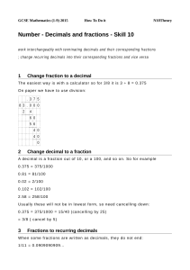 N10 - Fractions and decimals