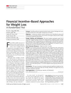 Financial Incentive–Based Approaches for Weight Loss