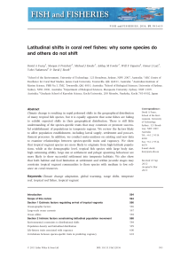 Latitudinal shifts in coral reef fishes: why some species do and