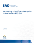 Requesting a Certificate Exemption Under Section 10(1)(b)