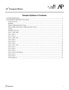 AP European History Sample Syllabus 4