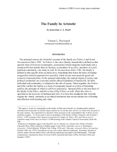 Vernon Provencal, The Family in Aristotle