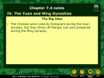 IV. The Yuan and Ming Dynasties Chapter 7.4 notes