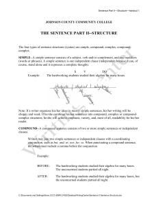 Sentence II Sentence Structure
