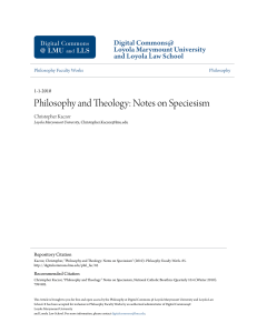 Philosophy and Theology: Notes on Speciesism