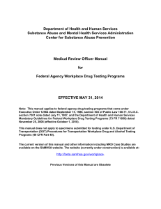 Medical Review Officer Manual for Federal Agency Workplace Drug