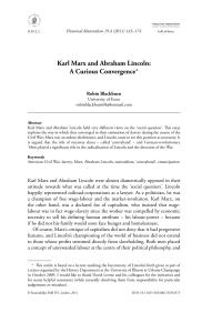 Karl Marx and Abraham Lincoln: A Curious Convergence*