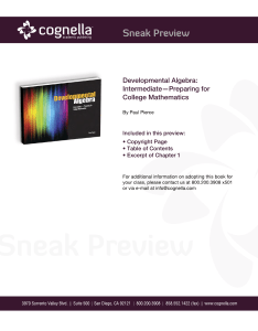 Developmental Algebra: Intermediate—Preparing for College