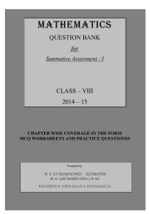 Class VIII Maths Question Bank for SA-I 2014-15