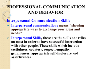 PROFESSIONAL COMMUNICATION AND BEHAVIOR