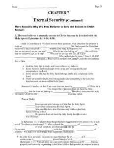 Eternal Security (Continued)