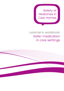 Learner`s workbook: Safer medication in care settings