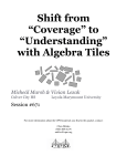 Shift from “Coverage” to “Understanding” with Algebra Tiles