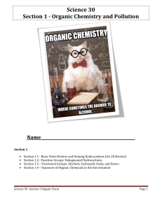 Science 30 Section 1 - Organic Chemistry and Pollution