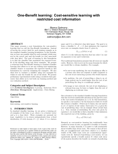 One-Benefit learning: Cost-sensitive learning