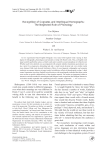 Recognition of Cognates and Interlingual Homographs: The
