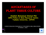 ADVANTAGES OF PLANT TISSUE CULTURE