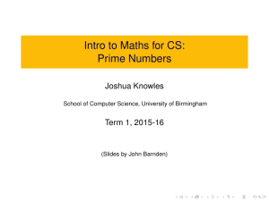 Prime Numbers - School of Computer Science, University of