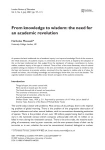 From knowledge to wisdom: the need for an