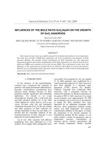 INFLUENCES OF THE MOLE RATIO SnO2/NaOH ON THE
