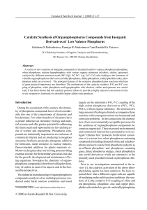 Catalytic Synthesis of Organophosphorus Compounds from