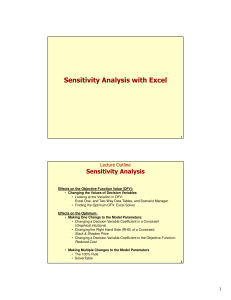 Sensitivity Analysis with Excel