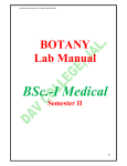 BSc.-I Medical - DAV College Jalandhar