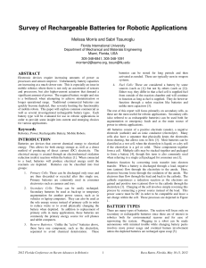 Survey of Rechargeable Batteries for Robotic Applications (PDF