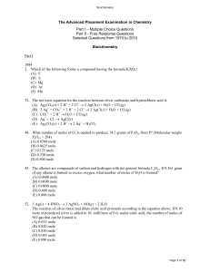 The Advanced Placement Examination in Chemistry Part I – Multiple