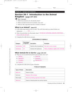 Section 26–1 Introduction to the Animal