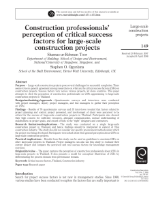 Construction professionals` perception of critical success factors for
