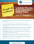 Laminate Flooring to be Installed in Patient Tower July 5