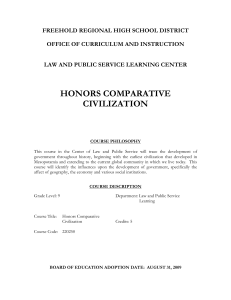 Honors Comparative Civilizations - Freehold Regional High School
