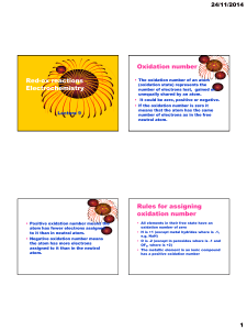 Red-ox reactions Electochemistry