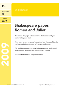 2009 KS3 SATs English Shakespeare Paper (Romeo