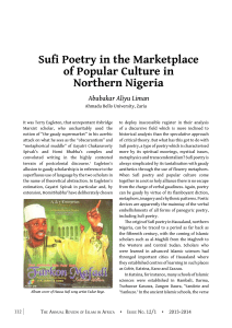 Sufi Poetry in the Marketplace of Popular Culture in Northern Nigeria