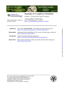 Regulation of T Lymphocyte Metabolism