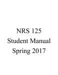 NRS 125 Student Manual Spring 2017