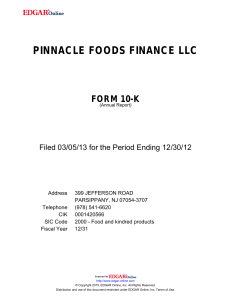 pinnacle foods finance llc form 10-k