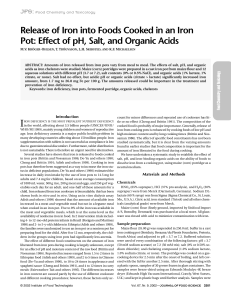 Release of Iron into Foods Cooked in an Iron Pot: Effect of pH