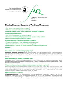 FAQ126 -- Morning Sickness: Nausea and Vomiting of Pregnancy