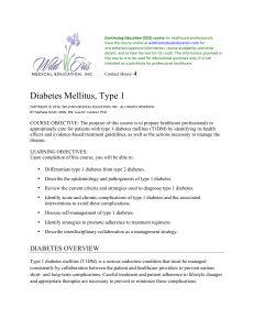 Diabetes Mellitus, Type 1 - CEU Course