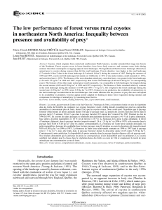 The low performance of forest versus rural coyotes in northeastern