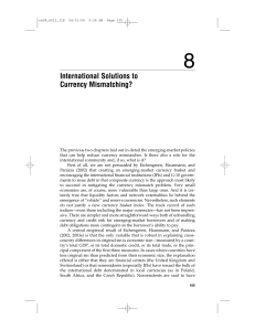 Chapter Eight: International Solutions to Currency Mismatching?