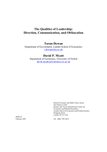 The Qualities of Leadership: Direction, Communication