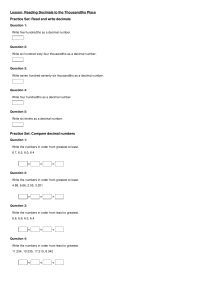 Lesson: Reading Decimals to the Thousandths Place Practice Set