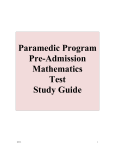Paramedic Program Pre-entrance Math Examination