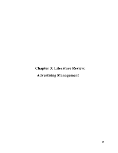 Chapter 3: Literature Review: Advertising Management