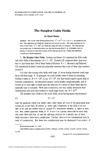 The Simplest Cubic Fields - American Mathematical Society